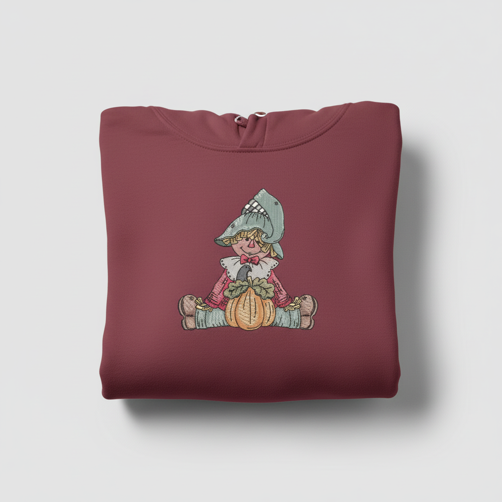 Scarecrow Pumpkin Machine Embroidered Sweatshirt – Hand Finished in Dubai | EmbroMania