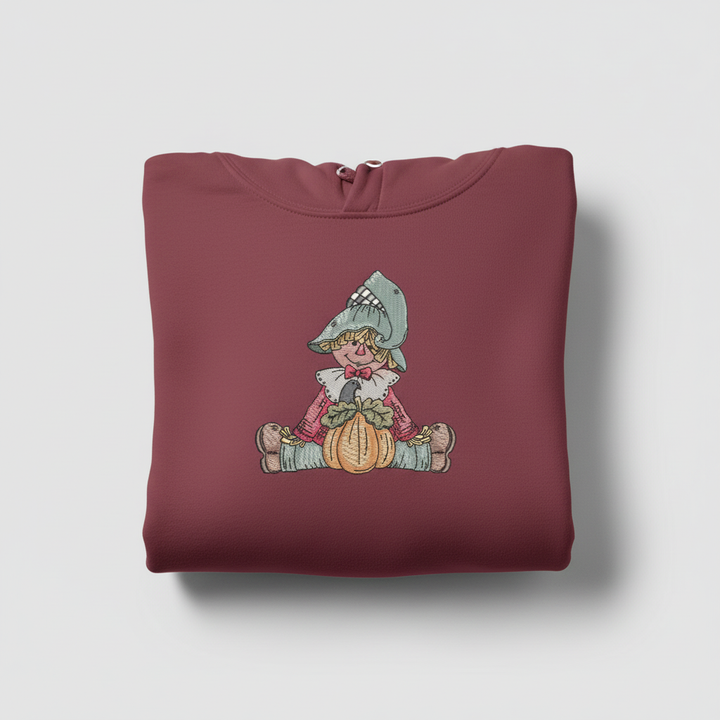 Scarecrow Pumpkin Machine Embroidered Sweatshirt – Hand Finished in Dubai | EmbroMania