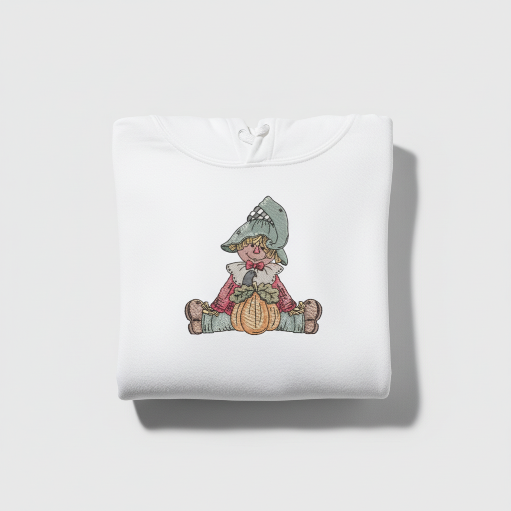 Scarecrow Pumpkin Machine Embroidered Sweatshirt – Hand Finished in Dubai | EmbroMania