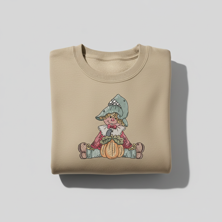 Scarecrow Pumpkin Machine Embroidered Sweatshirt – Hand Finished in Dubai | EmbroMania