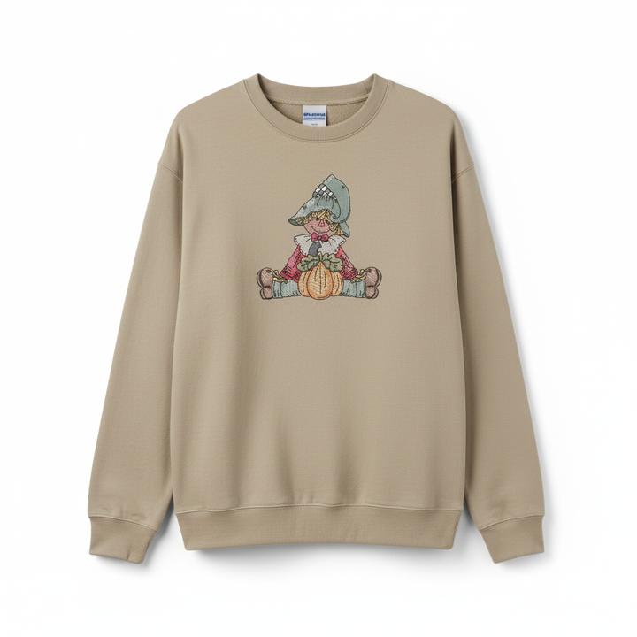 Scarecrow Pumpkin Machine Embroidered Sweatshirt – Hand Finished in Dubai | EmbroMania