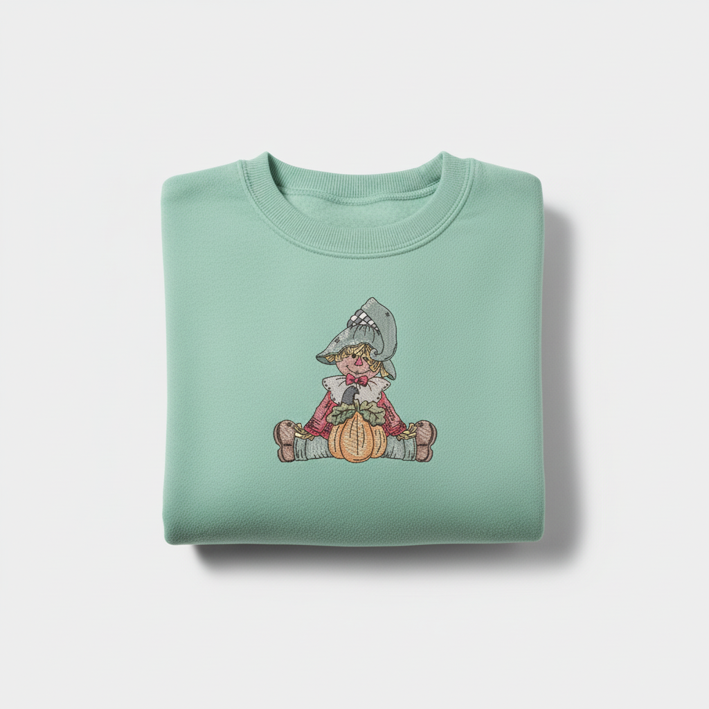 Scarecrow Pumpkin Machine Embroidered Sweatshirt – Hand Finished in Dubai | EmbroMania