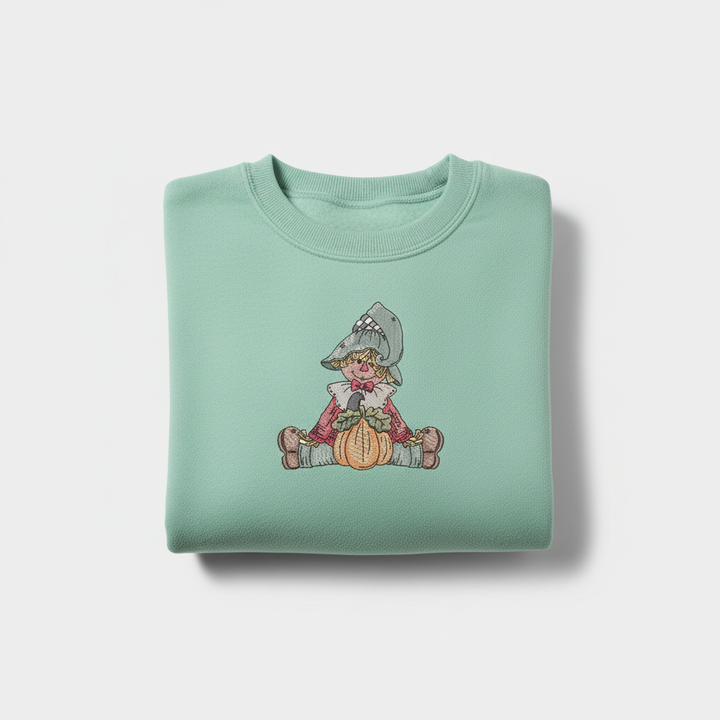 Scarecrow Pumpkin Machine Embroidered Sweatshirt – Hand Finished in Dubai | EmbroMania