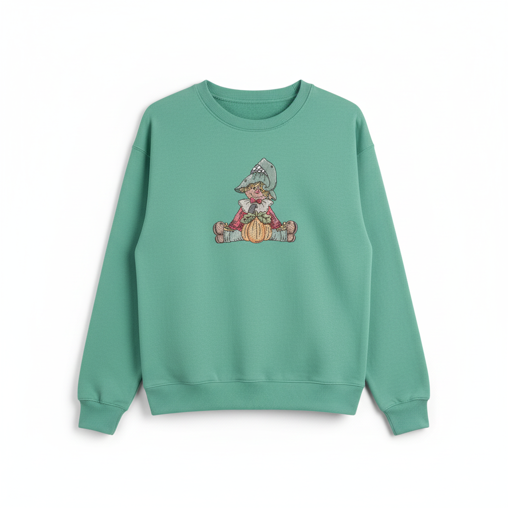 Scarecrow Pumpkin Machine Embroidered Sweatshirt – Hand Finished in Dubai | EmbroMania