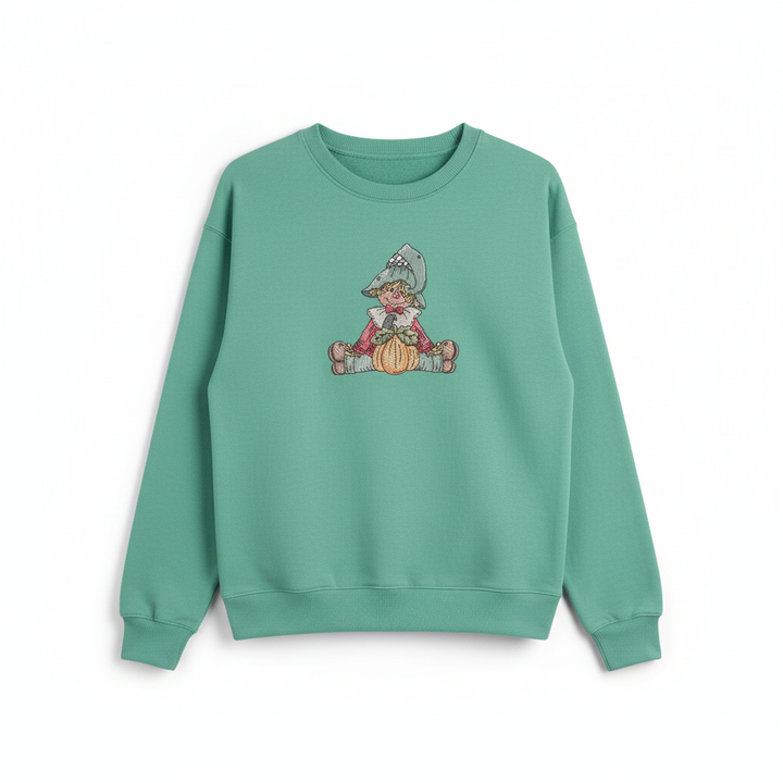 Scarecrow Pumpkin Machine Embroidered Sweatshirt – Hand Finished in Dubai | EmbroMania