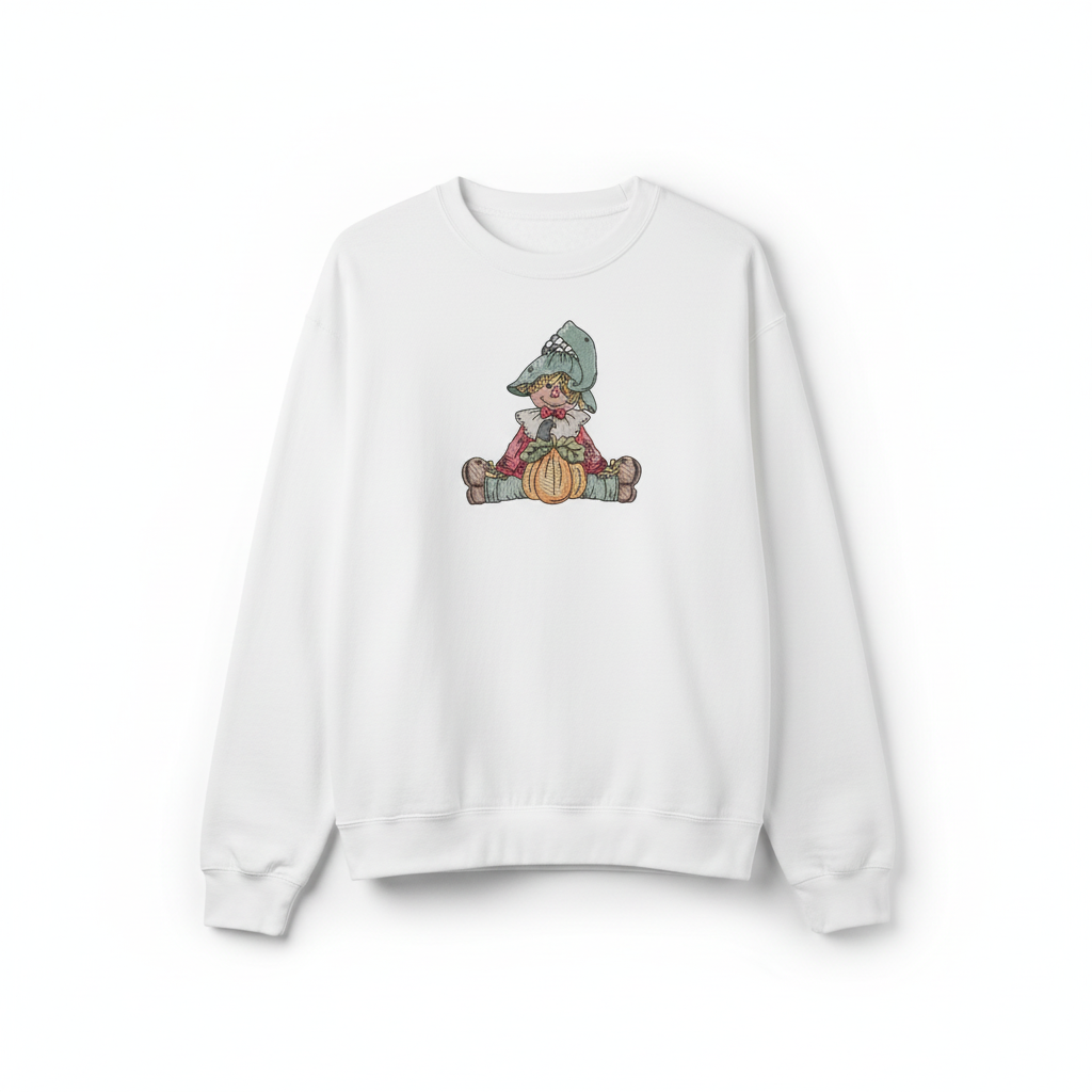 Scarecrow Pumpkin Machine Embroidered Sweatshirt – Hand Finished in Dubai | EmbroMania
