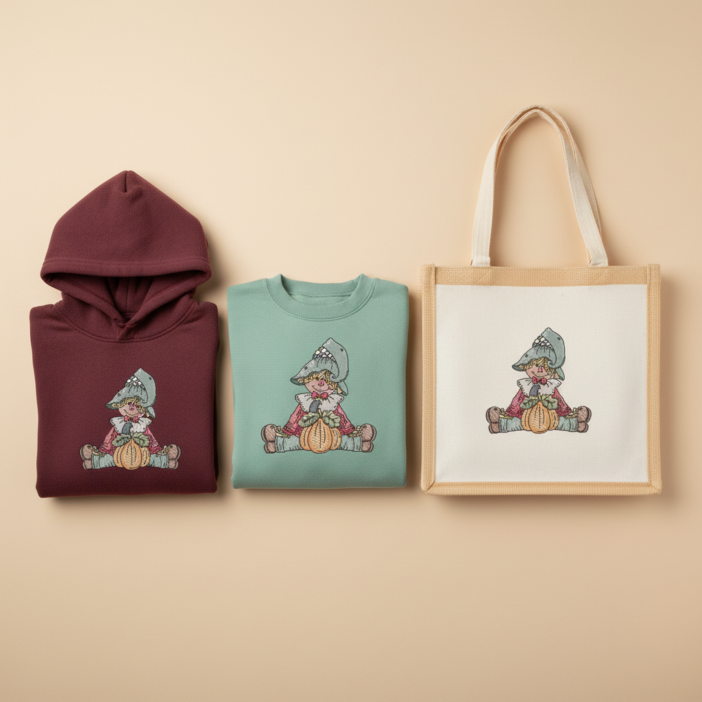 Scarecrow Pumpkin Machine Embroidered Sweatshirt – Hand Finished in Dubai | EmbroMania