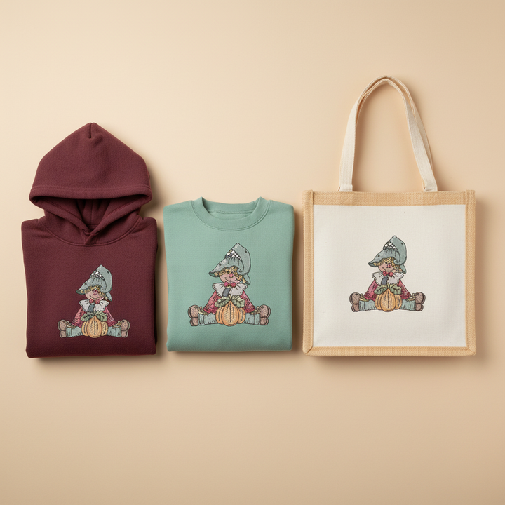 Scarecrow Pumpkin Machine Embroidered Sweatshirt – Hand Finished in Dubai | EmbroMania