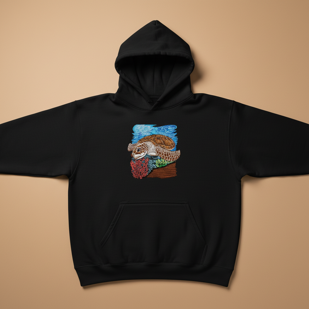 Sea Turtle Reef — Embroidered Hoodie