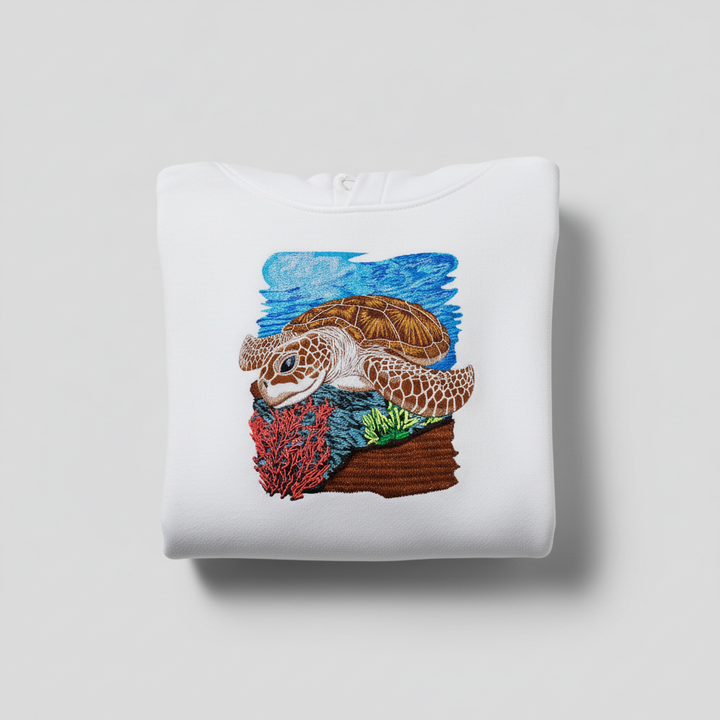 Sea Turtle Reef — Embroidered Hoodie