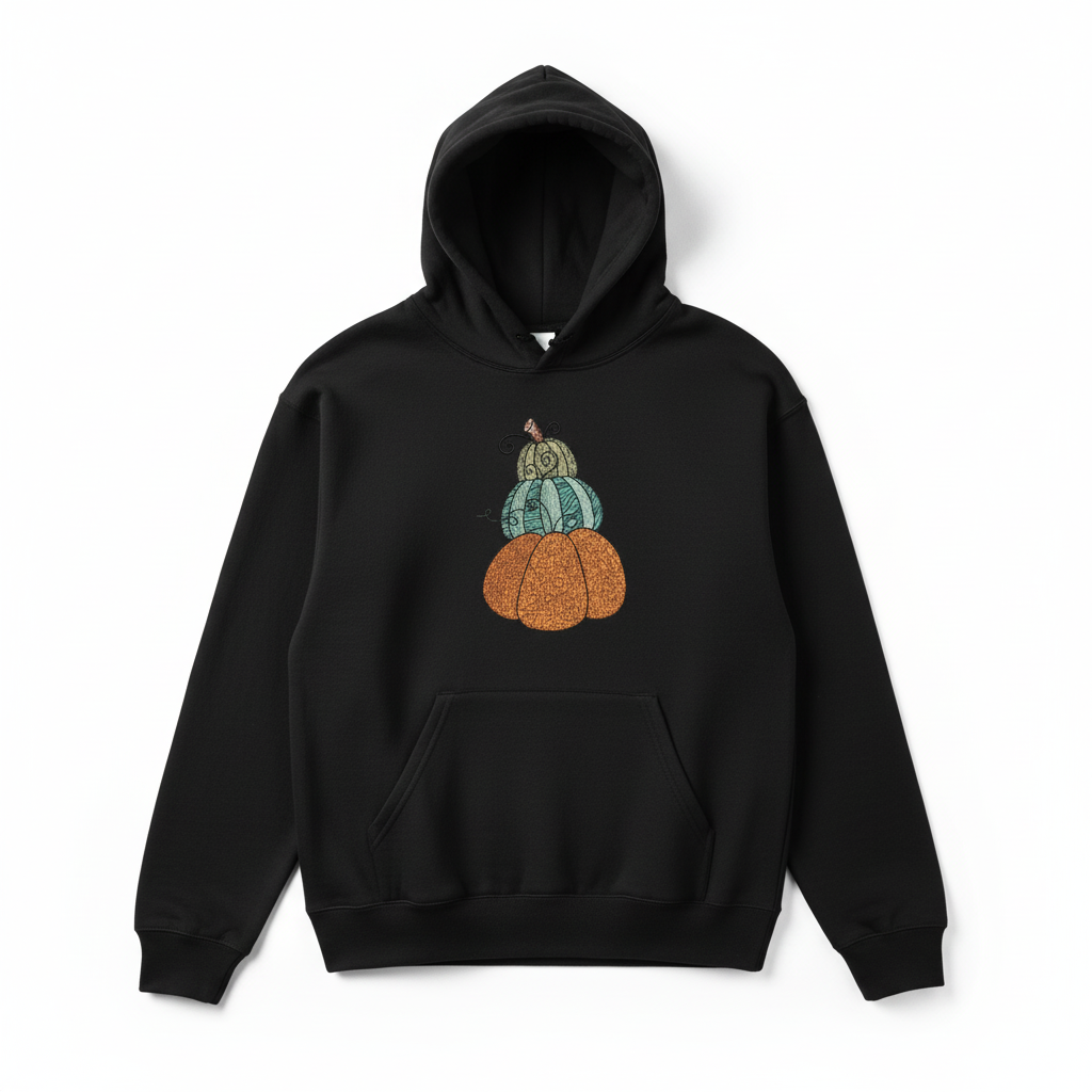 Stacked Pumpkins Machine Embroidered Sweatshirt – Hand Finished in Dubai | EmbroMania