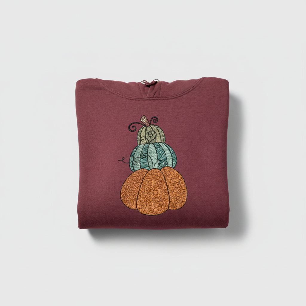 Stacked Pumpkins Machine Embroidered Sweatshirt – Hand Finished in Dubai | EmbroMania