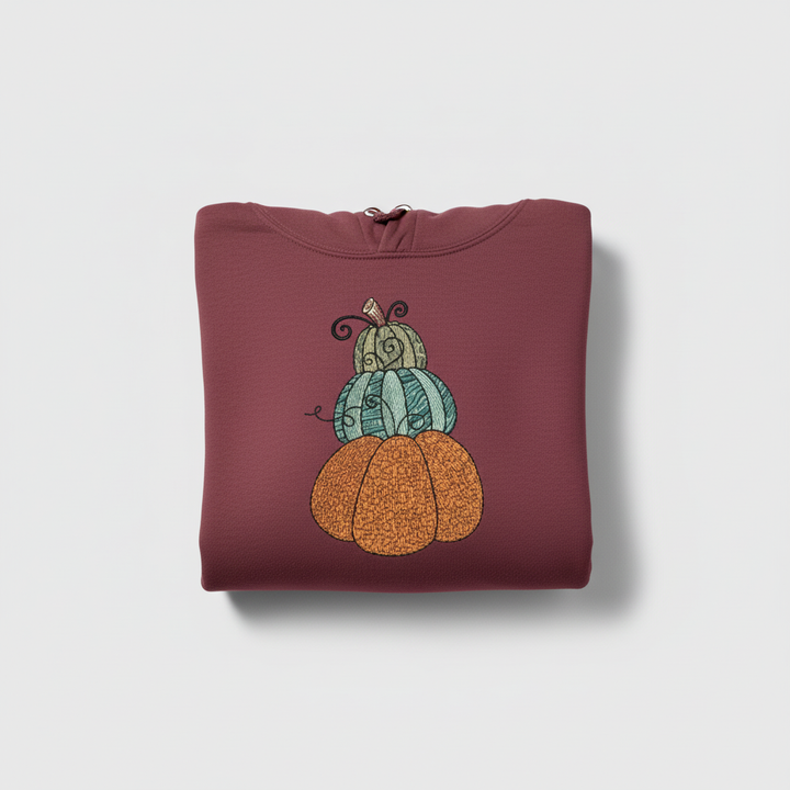 Stacked Pumpkins Machine Embroidered Sweatshirt – Hand Finished in Dubai | EmbroMania