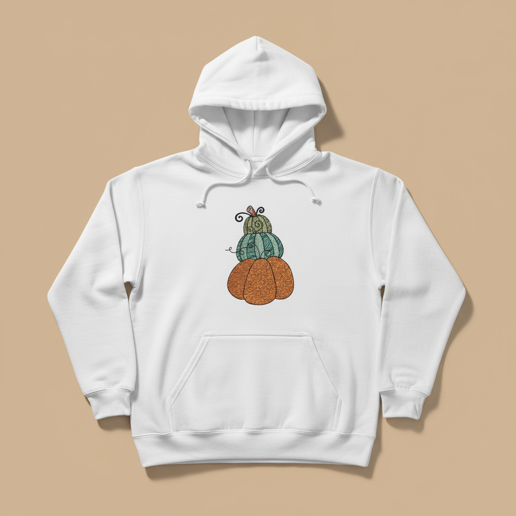 Stacked Pumpkins Machine Embroidered Sweatshirt – Hand Finished in Dubai | EmbroMania