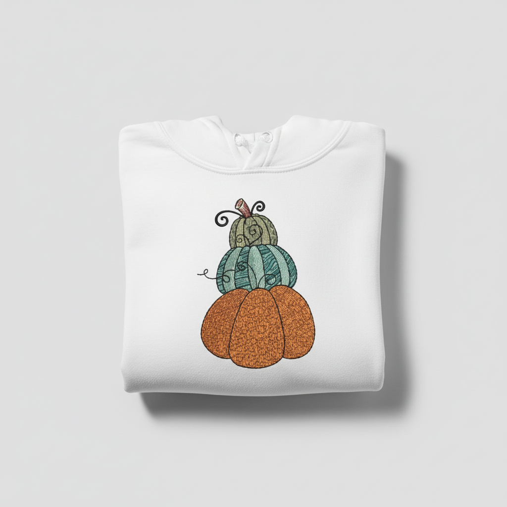 Stacked Pumpkins Machine Embroidered Sweatshirt – Hand Finished in Dubai | EmbroMania