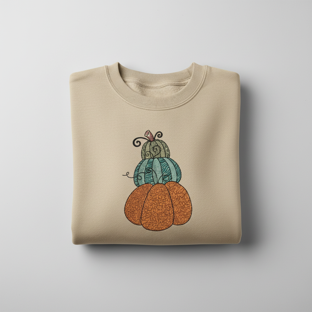 Stacked Pumpkins Machine Embroidered Sweatshirt – Hand Finished in Dubai | EmbroMania