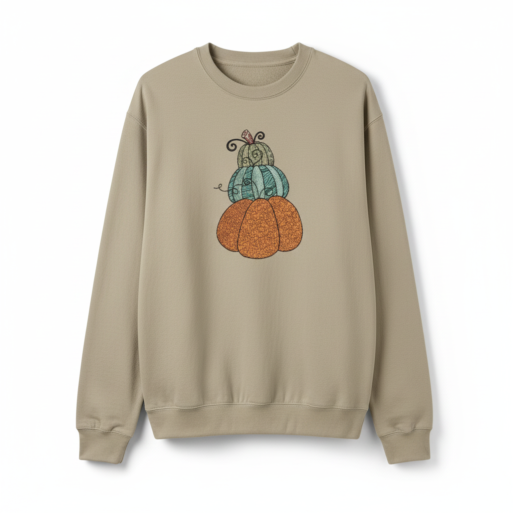 Stacked Pumpkins Machine Embroidered Sweatshirt – Hand Finished in Dubai | EmbroMania