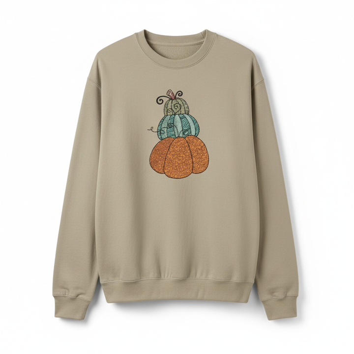 Stacked Pumpkins Machine Embroidered Sweatshirt – Hand Finished in Dubai | EmbroMania