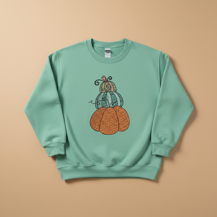 Stacked Pumpkins Machine Embroidered Sweatshirt – Hand Finished in Dubai | EmbroMania