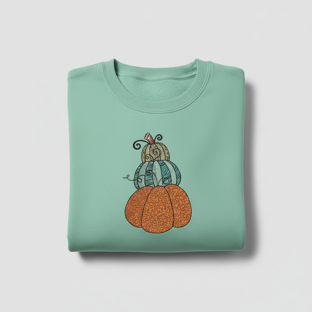 Stacked Pumpkins Machine Embroidered Sweatshirt – Hand Finished in Dubai | EmbroMania