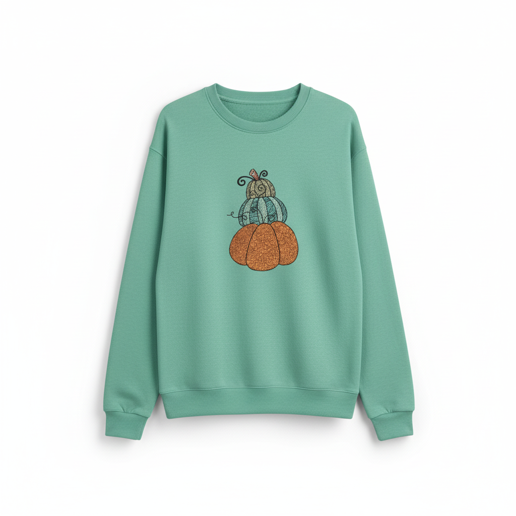 Stacked Pumpkins Machine Embroidered Sweatshirt – Hand Finished in Dubai | EmbroMania
