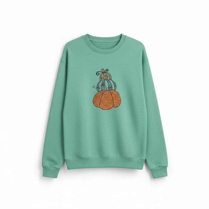 Stacked Pumpkins Machine Embroidered Sweatshirt – Hand Finished in Dubai | EmbroMania