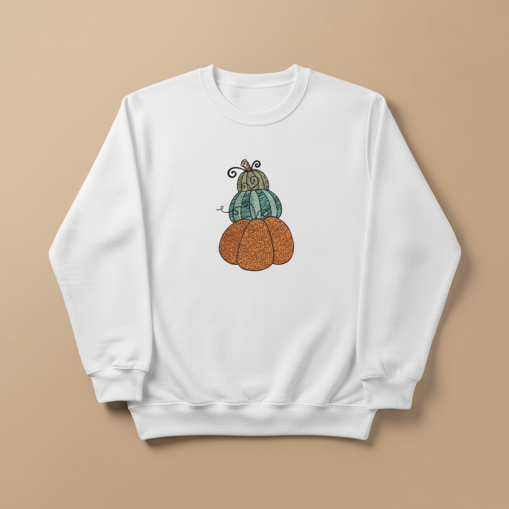 Stacked Pumpkins Machine Embroidered Sweatshirt – Hand Finished in Dubai | EmbroMania