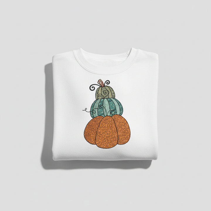 Stacked Pumpkins Machine Embroidered Sweatshirt – Hand Finished in Dubai | EmbroMania