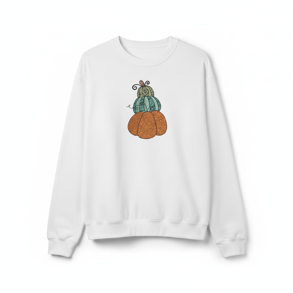 Stacked Pumpkins Machine Embroidered Sweatshirt – Hand Finished in Dubai | EmbroMania