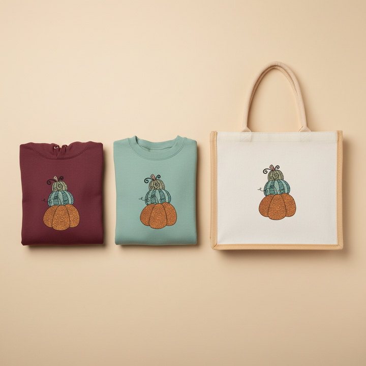 Stacked Pumpkins Machine Embroidered Sweatshirt – Hand Finished in Dubai | EmbroMania