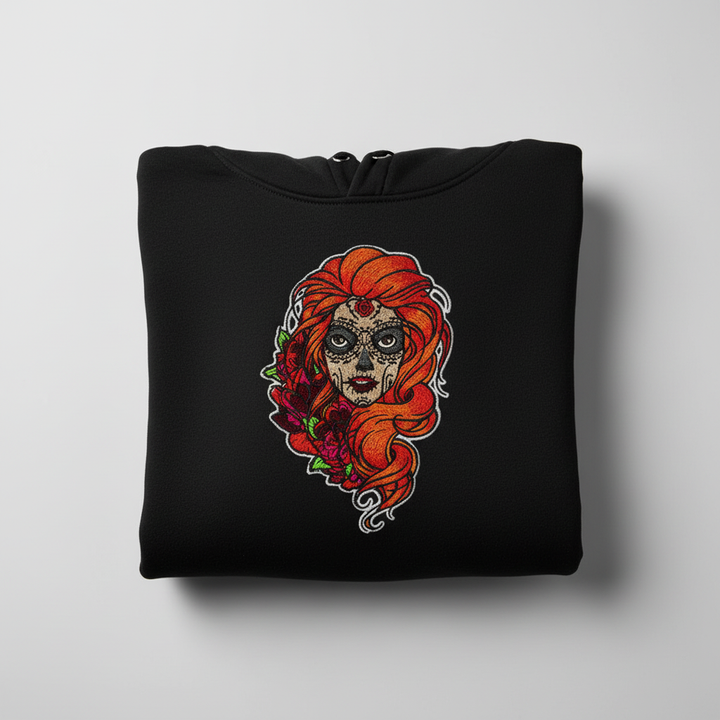Sugar Girl Machine Embroidered Hoodie – Hand Finished in Dubai | EmbroMania