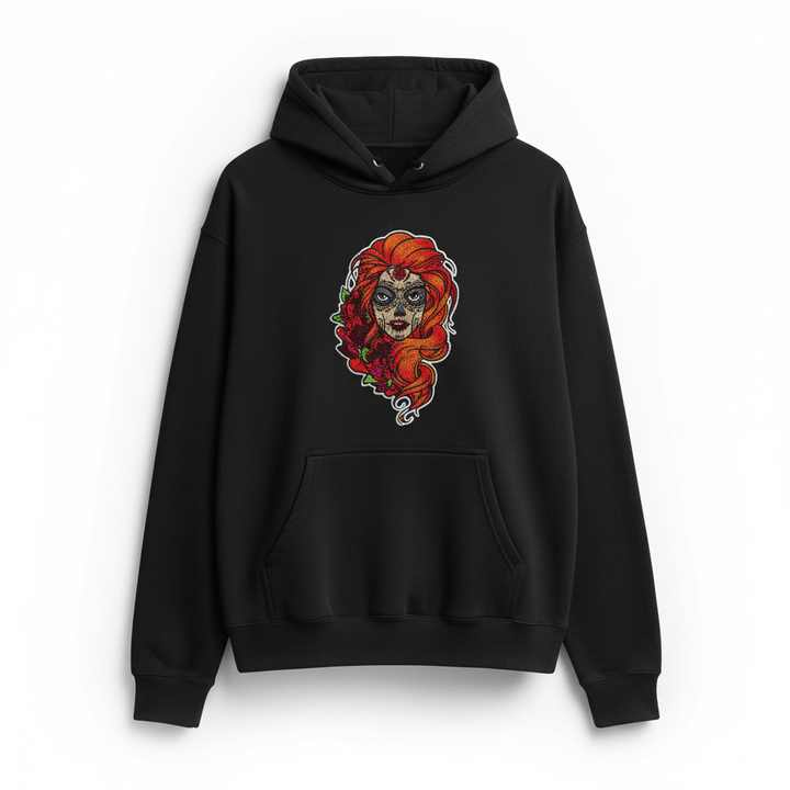 Sugar Girl Machine Embroidered Hoodie – Hand Finished in Dubai | EmbroMania