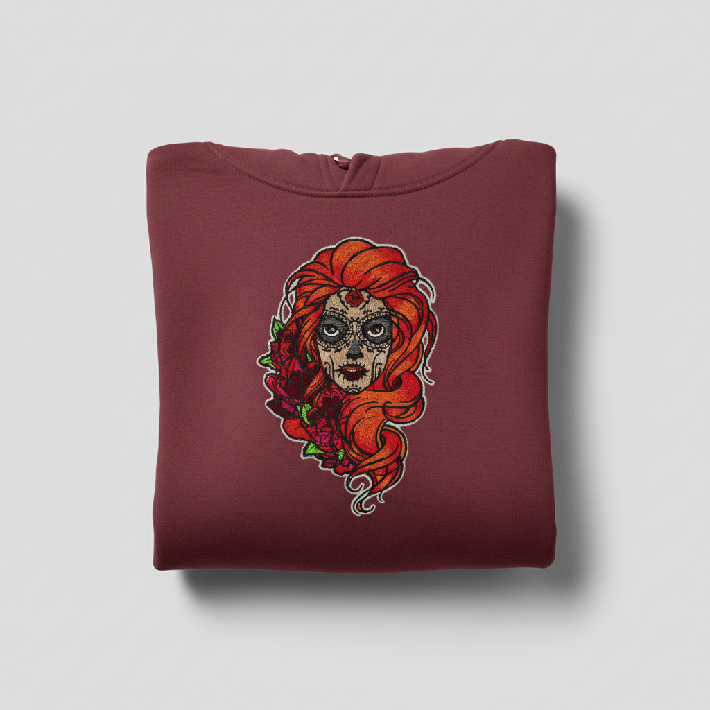 Sugar Girl Machine Embroidered Hoodie – Hand Finished in Dubai | EmbroMania