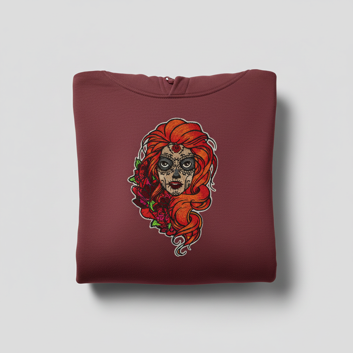 Sugar Girl Machine Embroidered Hoodie – Hand Finished in Dubai | EmbroMania