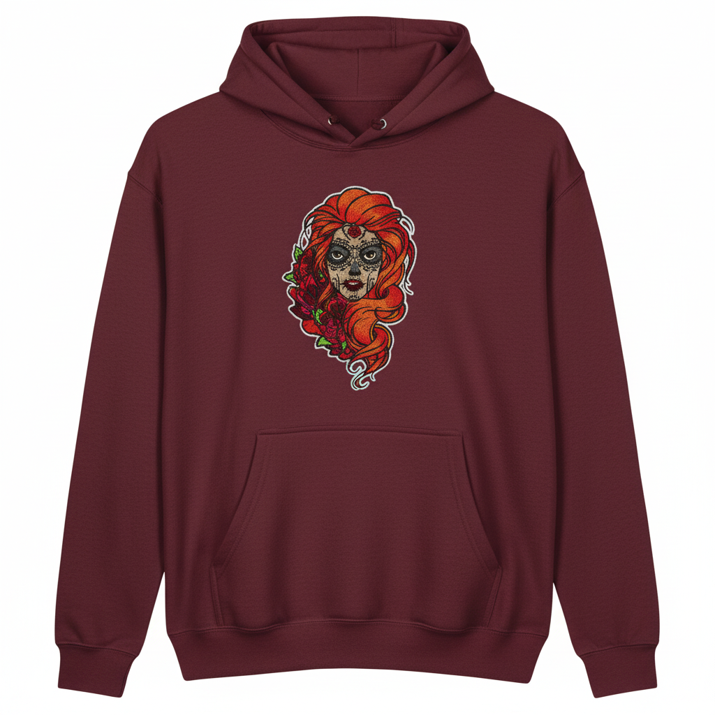 Sugar Girl Machine Embroidered Hoodie – Hand Finished in Dubai | EmbroMania