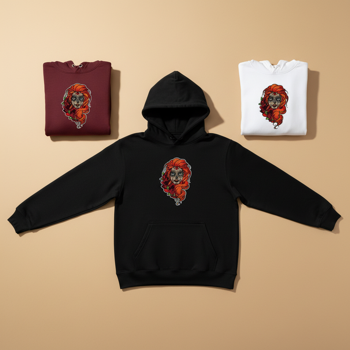 Sugar Girl Machine Embroidered Hoodie – Hand Finished in Dubai | EmbroMania