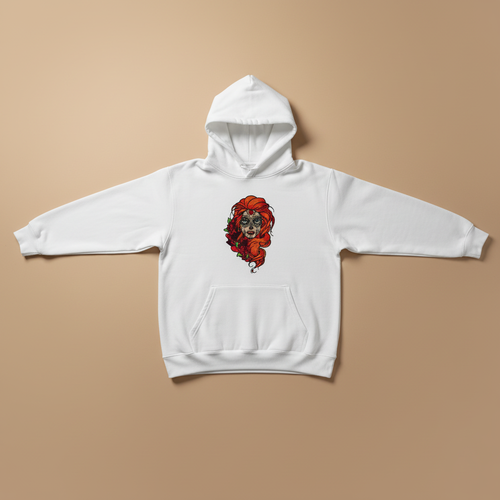Sugar Girl Machine Embroidered Hoodie – Hand Finished in Dubai | EmbroMania