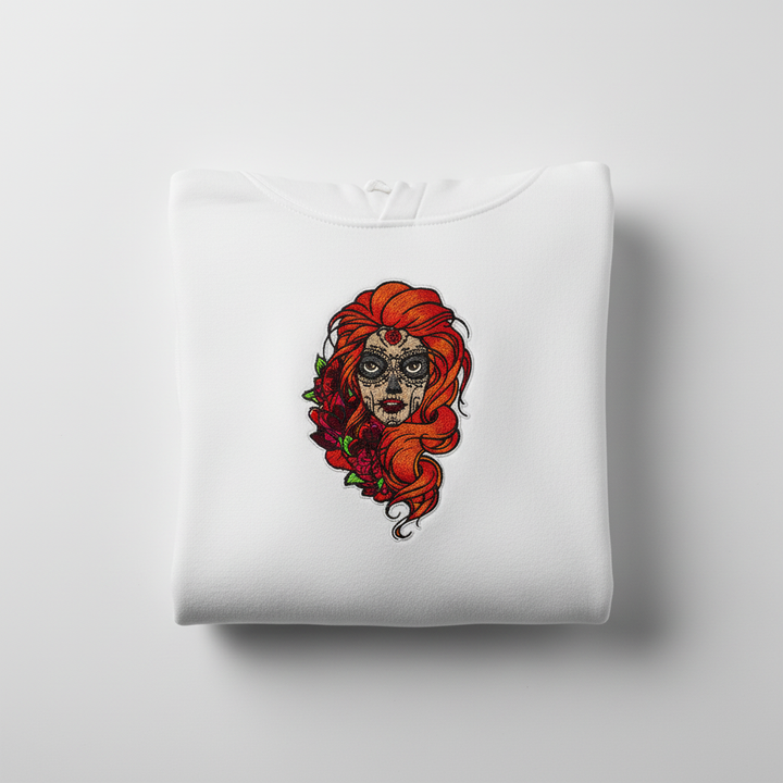 Sugar Girl Machine Embroidered Hoodie – Hand Finished in Dubai | EmbroMania