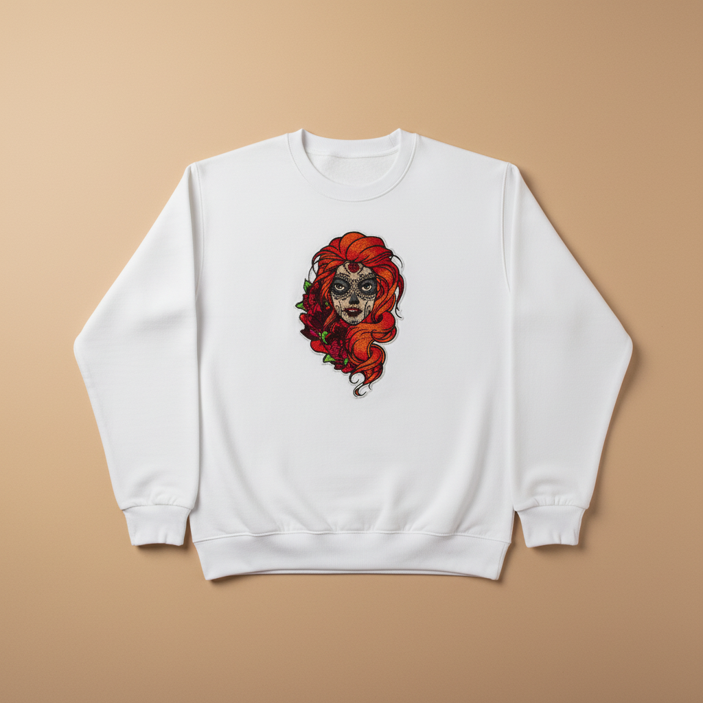 Sugar Girl Machine Embroidered Sweatshirt – Hand Finished in Dubai | EmbroMania
