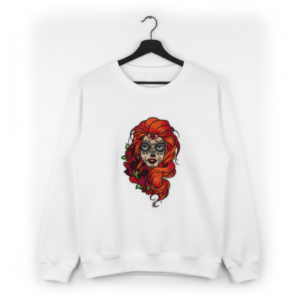 Sugar Girl Machine Embroidered Sweatshirt – Hand Finished in Dubai | EmbroMania