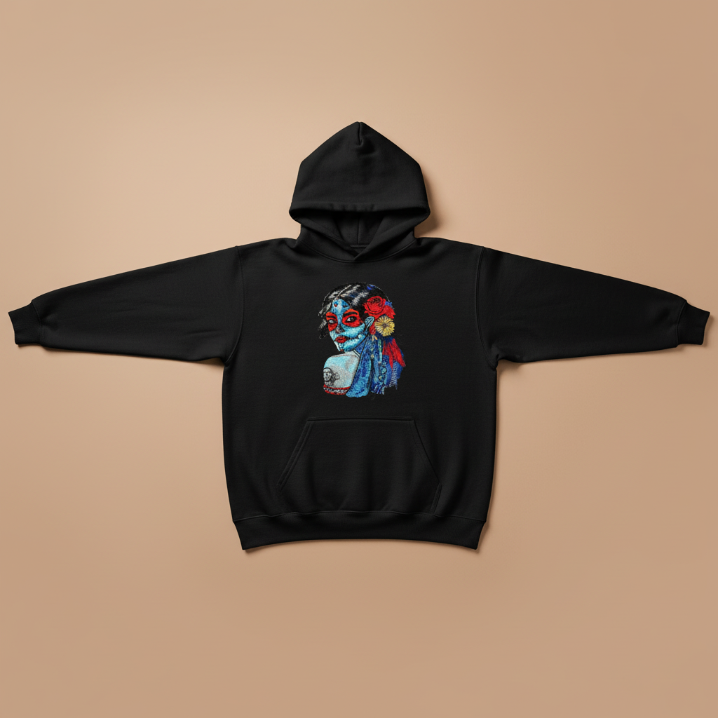 Sugar Skull Lady — Embroidered Hoodie