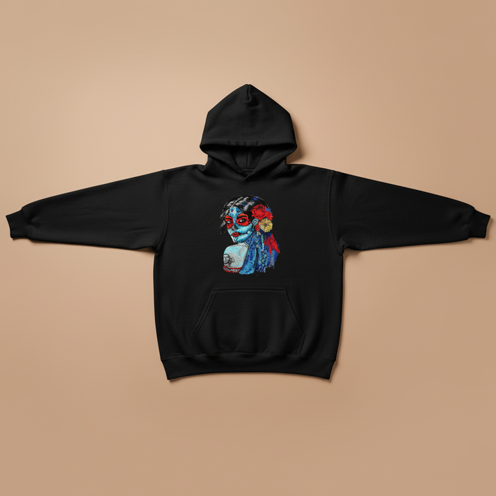 Sugar Skull Lady — Embroidered Hoodie