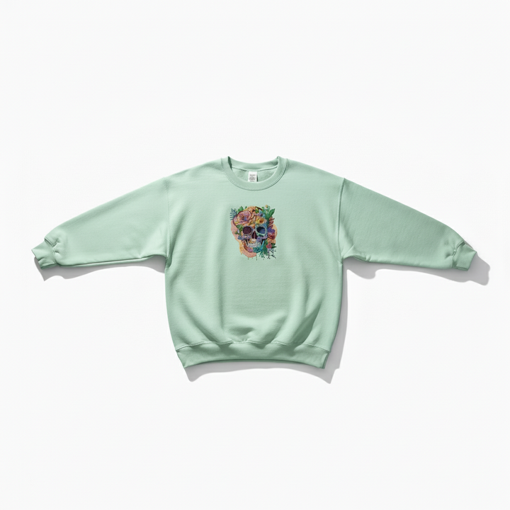 Floral Skull Machine Embroidered Sweatshirt – Hand Finished in Dubai | EmbroMania