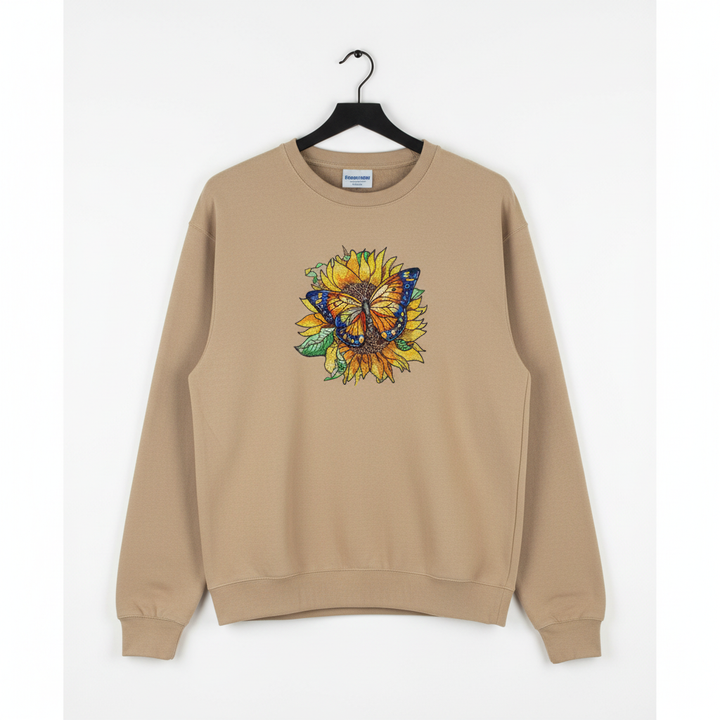 Sunflower Monarch Machine Embroidered Sweatshirt – Hand Finished in Dubai | EmbroMania