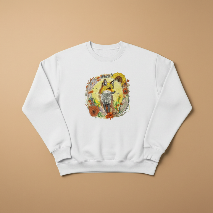 Golden Sun Fox Machine Embroidered Sweatshirt – Hand Finished in Dubai | EmbroMania