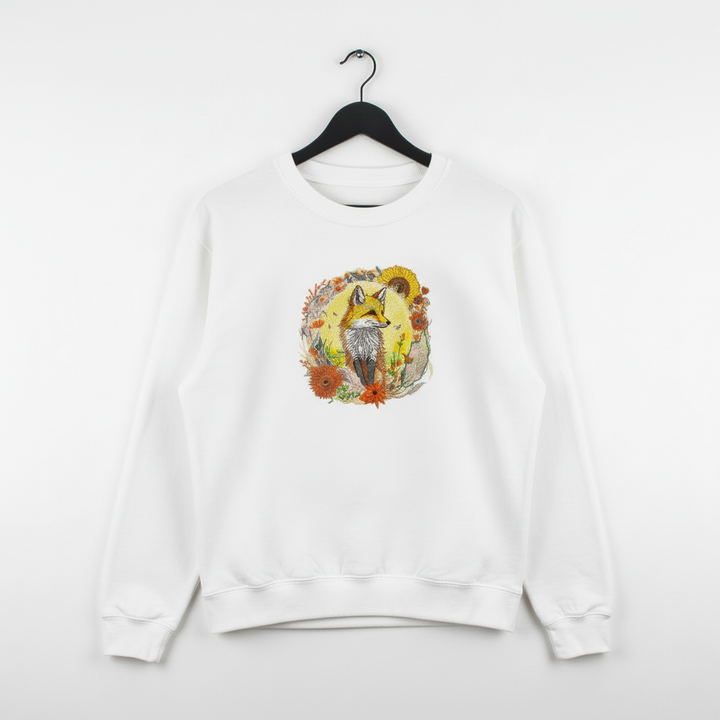 Golden Sun Fox Machine Embroidered Sweatshirt – Hand Finished in Dubai | EmbroMania
