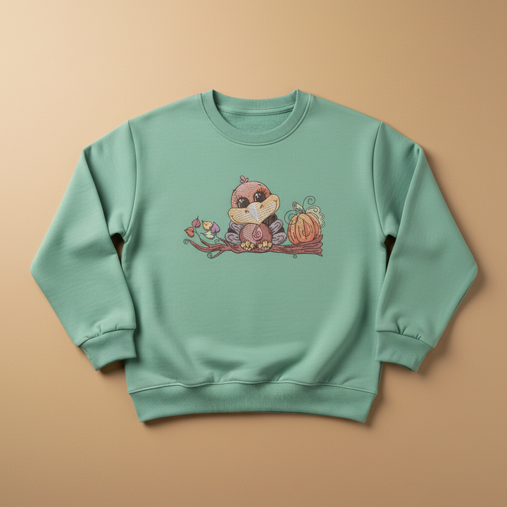Turkey &amp; Pumpkin Machine Embroidered Sweatshirt – Hand Finished in Dubai | EmbroMania