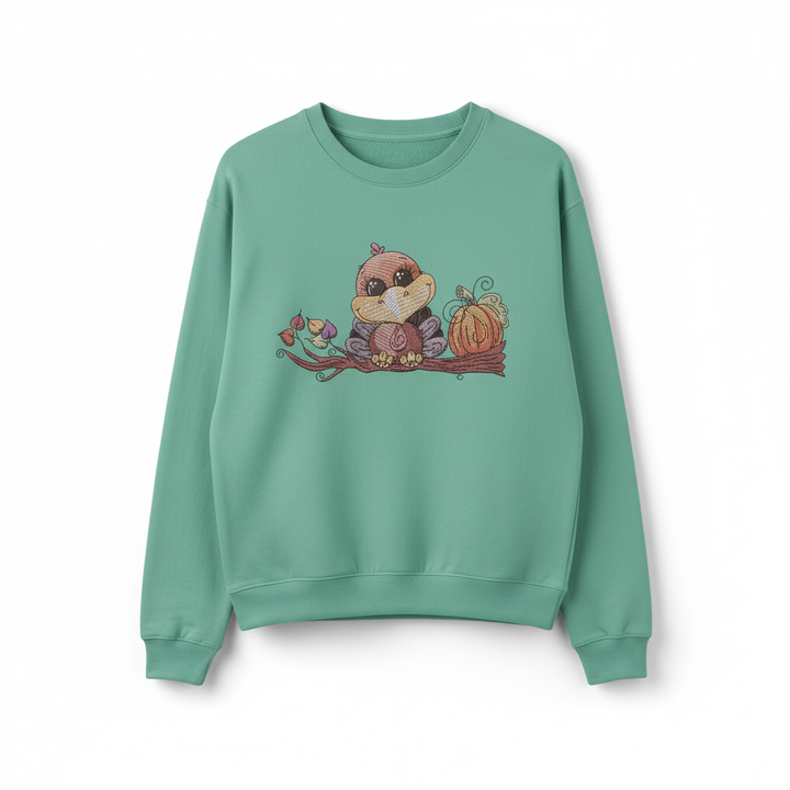 Turkey &amp; Pumpkin Machine Embroidered Sweatshirt – Hand Finished in Dubai | EmbroMania