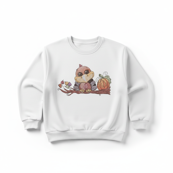 Turkey &amp; Pumpkin Machine Embroidered Sweatshirt – Hand Finished in Dubai | EmbroMania