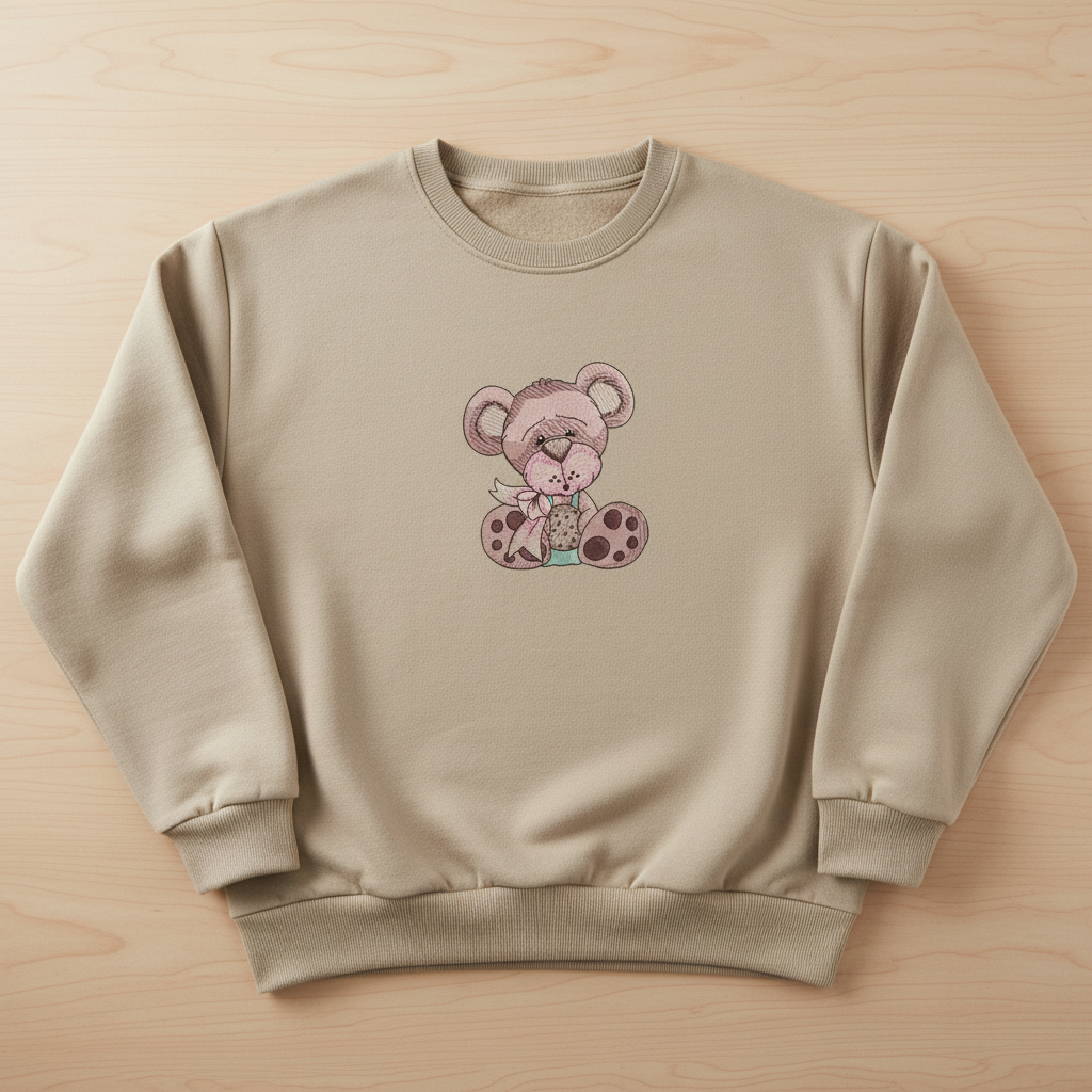 Teddy Bear Cookie Machine Embroidered Sweatshirt – Hand Finished in Dubai | EmbroMania
